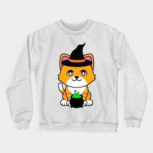 Cute orange cat is a witch Crewneck Sweatshirt